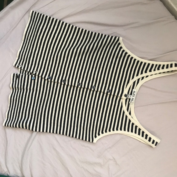 Alex Mill Louisa Vest XS NWOT Striped Black/Cream - Picture 3 of 6